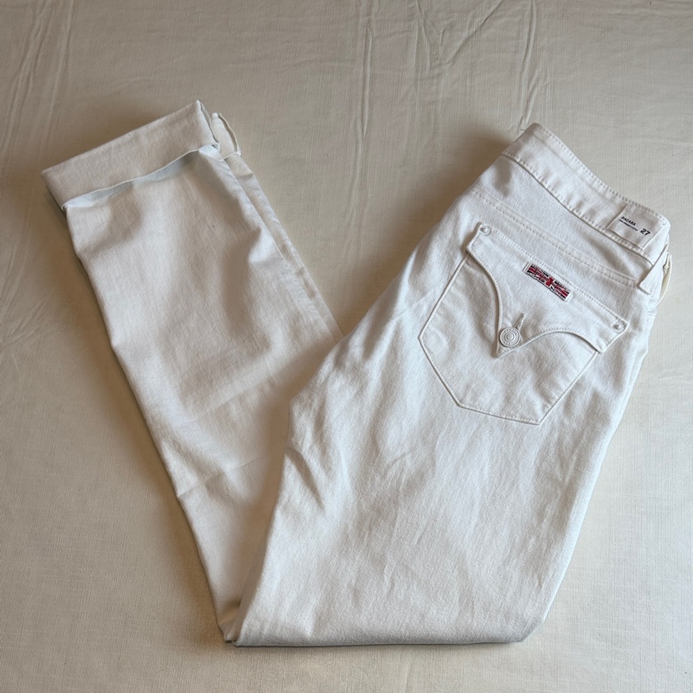 Hudson Jeans Women's White Bacara Drop Straight Cuffed Size 27